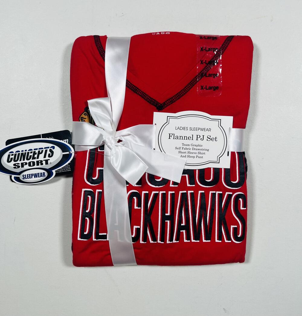 New Chicago Blackhawks Pajamas Womens XL Red NHL Hockey Flannel PJ Set Sleepwear